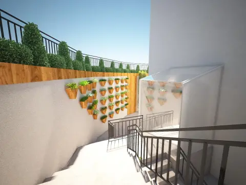 Peyzaj tasarım projesinden üç boyutlu çizim
