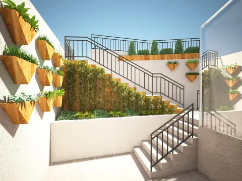 Peyzaj tasarım projesinden üç boyutlu çizim